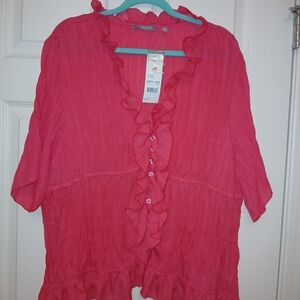 Women's Pink Ruffled Top